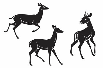 Deer Silhouettes Bundle – Vector Illustration of Black Deer Icons