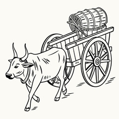 Fototapeta premium Traditional Ox Cart a Simple Means of Transportation