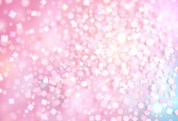 Delicate pastel confetti background with soft geometric shapes.