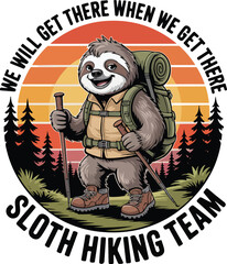 Funny sloth hiking team graphic design  © ROKSANA