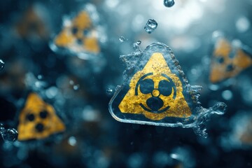 Hazard Symbols Indicating Poison Gas Above a Dangerous Mixture of Chemicals in a Laboratory Environment