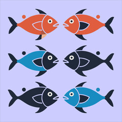 Fototapeta premium fish icon set two color icon set vector illusration