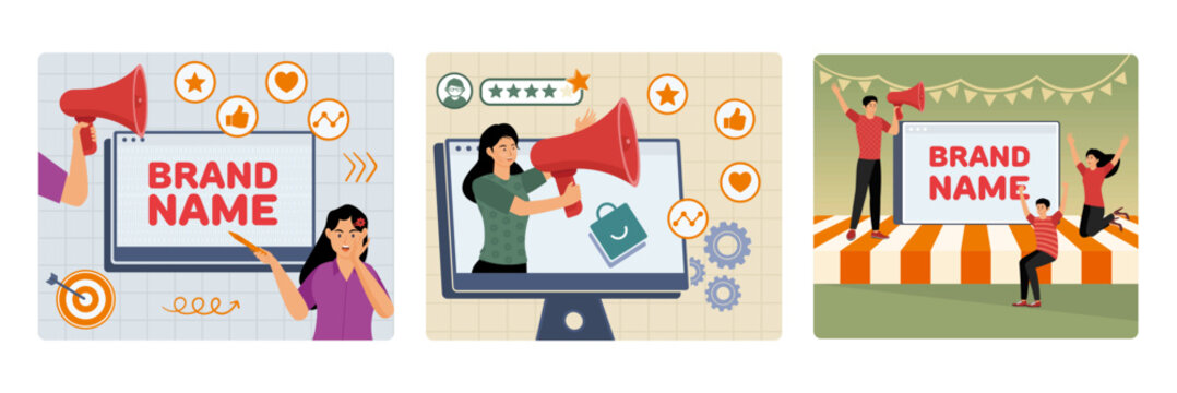 Brand Name concept, Brand Ambassador and Team Celebrating Brand Promotion.