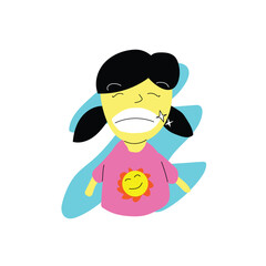 illustration of a girl with white teeth, vector eps 10