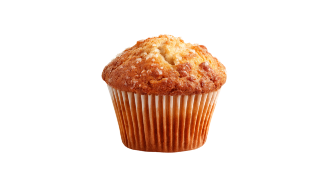Delicious Golden Brown Muffin in Paper Liner isolated on transparent background