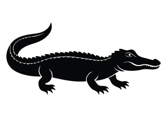 crocodile silhouette vector, alligator silhouettes flat icon illustration.