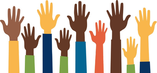 Fototapeta premium Vektor raised hands national volunteer weeks