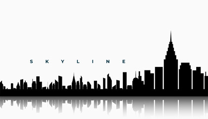 Fototapeta premium modern city skyline building silhouette with reflection effect