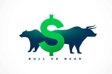 Obraz premium bull vs bear global stock volatility background with dollar sign