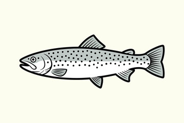 Elegant Trout Fish Silhouette vector Art & Illustration