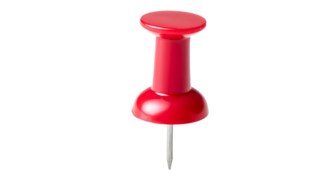 Red Push Pin, Office Supply, Stationery Item isolated on transparent background