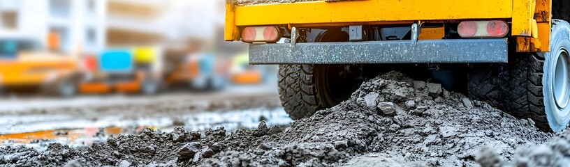 Construction vehicle mud, urban site