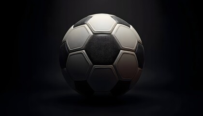 Fototapeta premium Soccer Ball with Dramatic Lighting in Dark Setting
