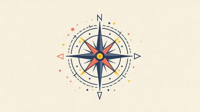 Graphic Design of a Compass Rose, North Direction Indicator