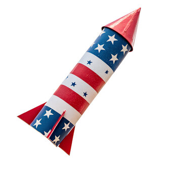 4th of July Rocket Illustration on White Background
