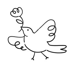 Bird and flower vector illustration 
