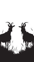 Naklejka premium Goats silhouette isolated in White background