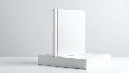 Blank White Book Mockup Stack On White Surface