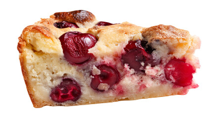 Delicious Cherry Cake Slice, Sweet Baked Dessert, Close-up Photography isolated on transparent background