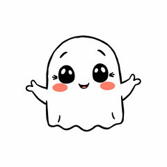 Obraz premium Cute cartoon ghost illustration isolated on white background