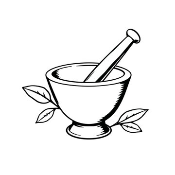 mortar and pestle black and white clip art preview