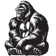 Gorilla silhouette vector illustration isolated in white background