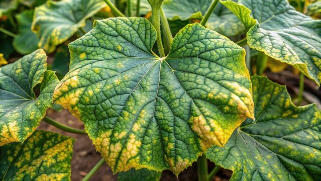 downy mildew disease on cucumber leaves