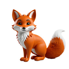 Obraz premium A charming 3D rendered fox with soft fur, presenting a friendly, approachable, and inviting appeal.