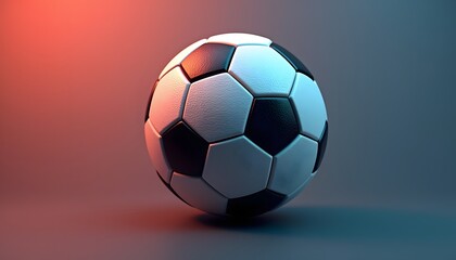 Naklejka premium Soccer Ball Close-Up with Background Stadium Lighting