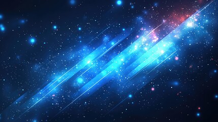 Mysterious Cosmic Atmosphere with Twinkling Stars and Blue-White Rays - Ideal for Sci-Fi Trailers and Space-Themed Promotions
