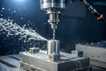 close-up of precision cnc machine cutting