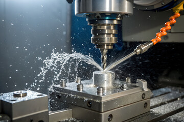 close-up of precision cnc machine cutting