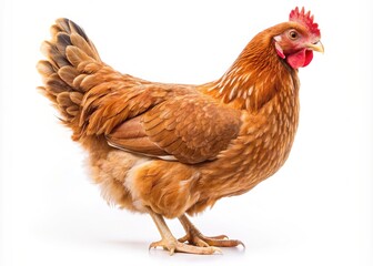 Fototapeta premium brown hen isolated on white, studio shot,chicken
