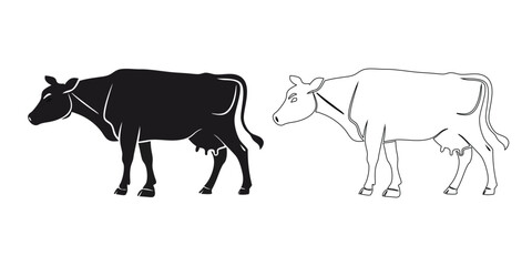 black and white cow vector silhouette