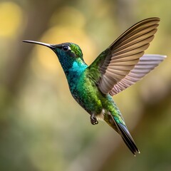 Fototapeta premium A Hummingbird Near Vibrant Pink Azaleas.