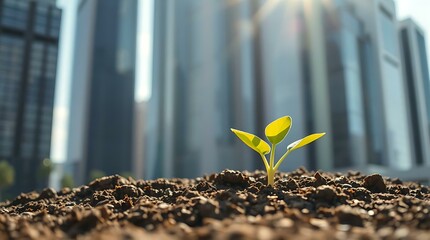 Urban Greenery A Tiny Sprout's Journey Amidst the Cityscape