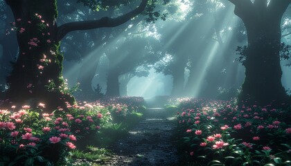 【背景素材】リアルな森の風景イラスト