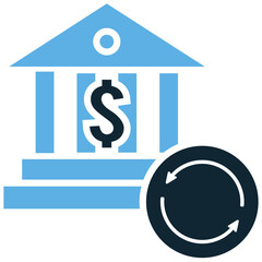 Clearing house finance icon vector for transaction processing, trade settlements, and financial system structure. Ideal for banking, payment flow, and institutional finance design.