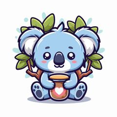 Vector cartoon blue koala