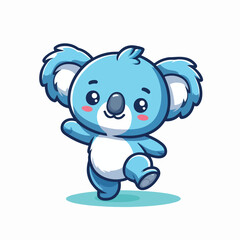 Naklejka premium Vector cartoon blue koala