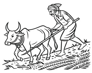 The Farmer And The Oxen Ploughing Fields for Plantation