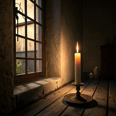 candle light in the window