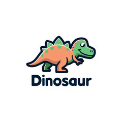 A cute cartoon Tyrannosaurus Rex with a friendly smile and big eyes, the dinosaur is a friendly cartoon vector illustration