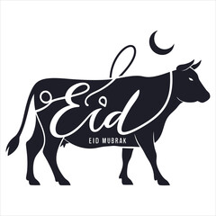 Stylish Arabic Calligraphy of Eid on Cow for Eid al-Adha Celebrations