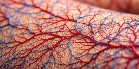 Close-up image of capillaries on the skin surface showing detailed network of tiny blood vessels