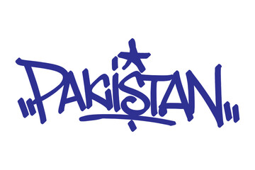 Pakistan graffiti tag in bold vector lettering on transparent background, reflecting vibrant urban culture and creative street art. Perfect for hip hop, youth, and cultural design projects.