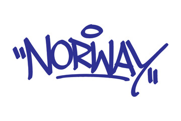 Norway graffiti tag in bold vector lettering on transparent background, showcasing clean urban culture and creative street art. Ideal for hip hop, youth, and modern design projects.