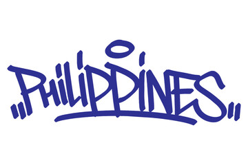 Philippines graffiti tag in bold vector lettering on transparent background, showcasing vibrant urban culture and creative street art. Ideal for hip hop, youth, and cultural design projects.