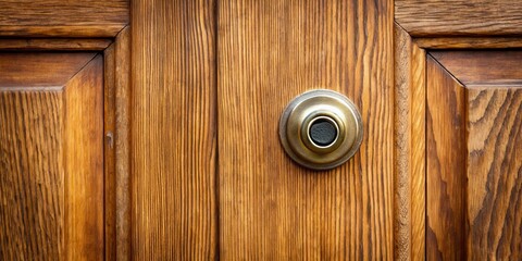 Door with peephole eyelet in wooden door frame