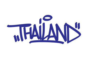 Thailand graffiti tag in bold vector lettering on transparent background, reflecting colorful street culture and artistic energy. Ideal for hip hop, youth, and creative urban design.